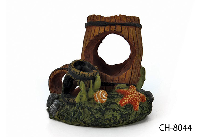 Fish tank decoration-wooden barrel series